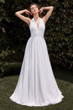 Ladivine CD372W Dress Satin Halter Neckline A-Line Bridal Gown