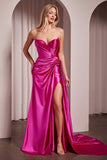 Ladivine CD379 Dress Strapless Fitted Structured Satin Gown