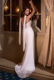 Ladivine CD383W Fitted Chiffon Bridal Gown Strapless Scoop Neck