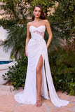 Ladivine CD384W Fitted Bridal Gown Strapless Sweetheart Neck