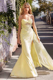 Ladivine CD384 Dress Strapless Draped Fitted Prom Gown