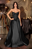 Ladivine CD389 Long A-Line Mikado Skirt Strapless Formal Dress