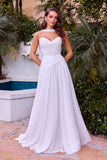 Ladivine CD395W Chiffon A-line Wedding Strapless Dress