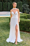 Ladivine CD410W Sculpted Sweetheart Pleated Chiffon A-Line Dress