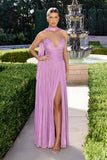 Ladivine CD410 Luminescent Chiffon Strapless Dress High Slit Skirt