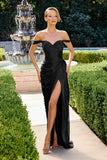 Ladivine CD417 Off Shoulder Pleated Luminescent Chiffon Fitted Gown