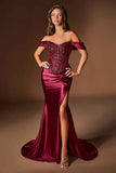 Ladivine CD656 Off the Shoulder Embellished Corset Bodice Fitted Gown