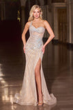 Ladivine CD677 Breathtaking One Shoulder Beaded Formal Gown