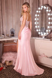 Ladivine CD686 Captivating Fitted Beaded Bodice Sating Skirt Evening Gown