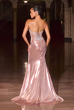 Ladivine CD692 Strapless Reverse Sweetheart High Shine Finish Gown