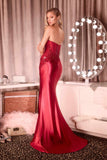 Ladivine CD714 Fitted Red Carpet Gown Sculpted Neckline
