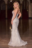 Ladivine CD716 Long Fitted Glamour Gown Halter Strap Crystal Embellishments