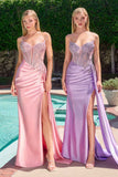CLEARANCE - Ladivine CD722 Elegant Strapless Satin Fitted Evening Gown (Size 12)