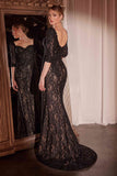 Ladivine CD749 Dress Lone Sleeve Lace Fitted Mother of the Bride Dress