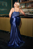 Ladivine CD752C Dress Fitted Satin Embellished Plus Size Gown