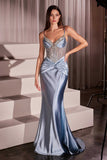 Ladivine CD752 Dress Fitted Satin Embellished Gown