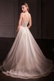 Ladivine CD763 Fit & Flare Crystal Embellished Gown & Overskirt