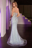 Ladivine CD766 Dress Fitted Pearl & Crystal Prom Gown