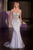 Ladivine CD766 Dress Fitted Pearl & Crystal Prom Gown