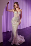 Ladivine CD767 Dress Strapless Crystal Fitted Gown