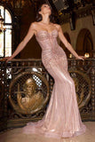 Ladivine CD767 Dress Strapless Crystal Fitted Gown