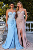Ladivine CD770 Fitted Strapless Stretch Net Rhinestone Scattered Dress