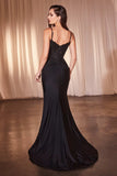 Ladivine CD798 Fitted Satin & Lace Gown With Off The Shoulder Accessory