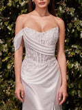 Ladivine CD804W Dress Lace Satin Fit & Flare Bridal Gown