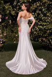 Ladivine CD804W Dress Lace Satin Fit & Flare Bridal Gown