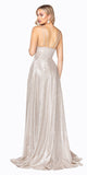 Cinderella Divine CD906 A-Line Dress Champagne Metallic Glitter Finish And Pleated Bodice