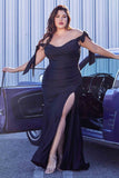 Cinderella Divine CD943C Long Fitted Stretch Jersey Formal Dress Off Shoulder