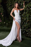 Ladivine CDS441W Long Strapless Satin Evening Gown