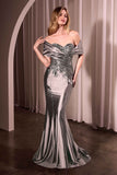 Ladivine CDS507 Dress Off The Shoulder Satin & Lace Gown