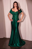 Ladivine CDS507 Dress Off The Shoulder Satin & Lace Gown