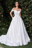 Ladivine CDS513W Dress Off the Shoulder Soft Satin Bridal Ball Gown