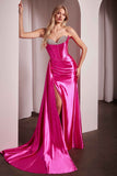 Ladivine CDS526 Dress Micro Crystal Strapless Satin Gown