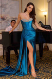 Ladivine CDS526 Dress Micro Crystal Strapless Satin Gown