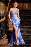 Ladivine CDS529 Dress Strapless Fitted Micro Crystal Satin Gown