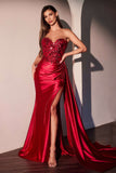 Ladivine CDS530 Strapless Sweetheart Fitted Satin Prom Dress