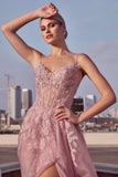 Ladivine CDS533 Dress Mauve A-Line Layered Tulle Prom Gown
