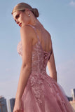 Ladivine CDS533 Dress Mauve A-Line Layered Tulle Prom Gown