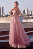 Ladivine CDS533 Dress Mauve A-Line Layered Tulle Prom Gown