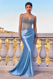 Ladivine CDS538 Dress Strapless Beaded Bodice & Satin Skirt Fitted Gown