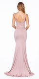 Cinderella Divine CF319 Plunging V-Neck Dusty Rose Mermaid Long Prom Dress