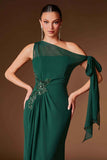 Ladivine CH2612 One Shoulder Fitted Flowing Chiffon Formal Gown
