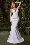 Ladivine CH378W FItted Neoprene Fit and Flare Wedding Dress