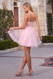 Ladivine CJ419 Short Damas Lace Applique A-Line Dress
