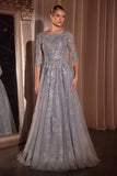 Ladivine CK2401 A-Line Lace & Tulle Modest Mother of the Bride Gown