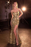 Ladivine CK2409 Scoop Neckline Fitted Mosaic Sequin Dress