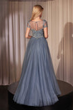 Ladivine CM360 Embellished Lace Layered Tulle Ball Gown
